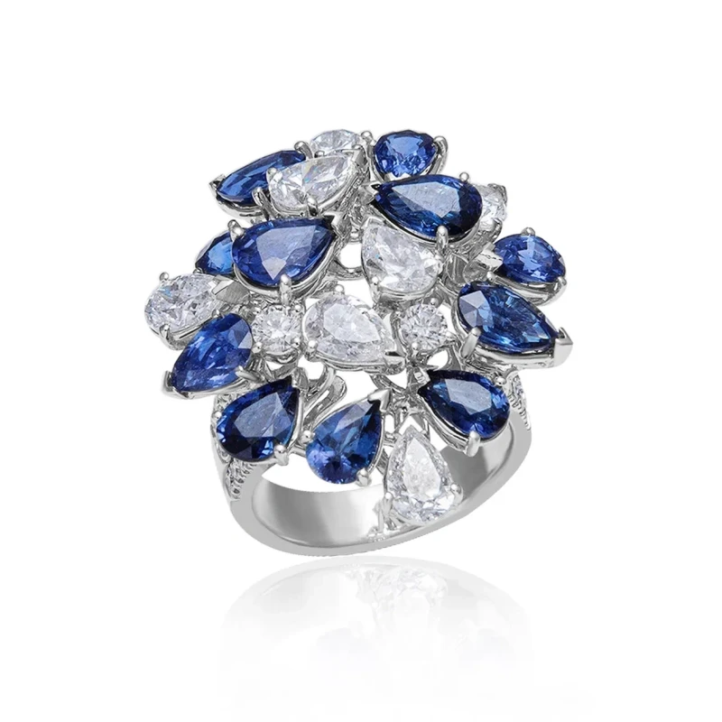 White gold sapphire and diamond