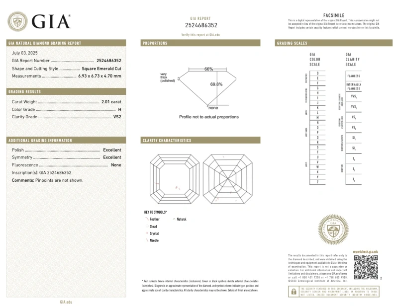 No name ASSCHER DIAMOND 2.01-2.01 CT H/VS2 EARRINGS (GIA) EXEX NN2.01-2.01 H/VS2 2