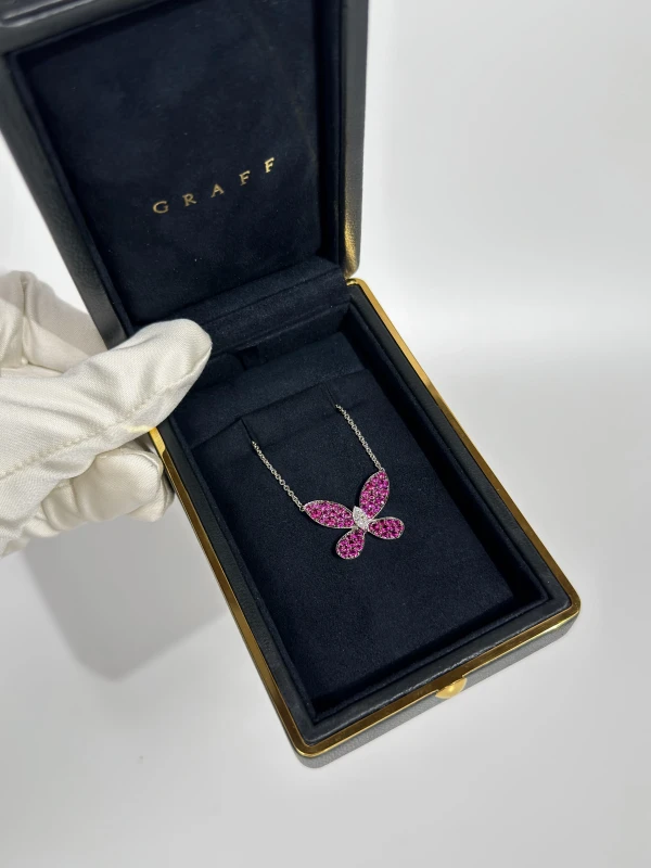 GRAFF PAVE BUTTERFLY, RUBIES, WHITE GOLD, LARGE MODEL GP155 6