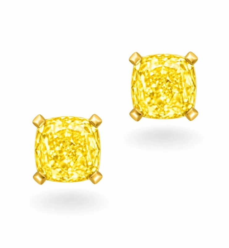 DeRosa YELLOW CUSHION DIAMOND EARRINGS 1.51-1.50 CT FLY/VS2-VS1 (GIA) E667544 2