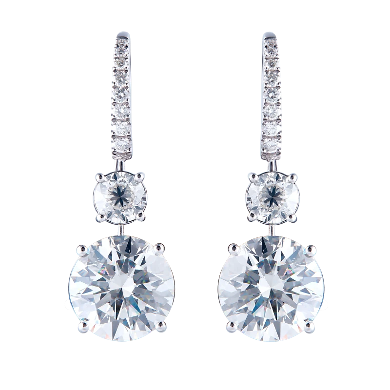 ROUND DIAMONDS 6.02-6.03 CT H/SI EXEXEX EARRING (GIA)
