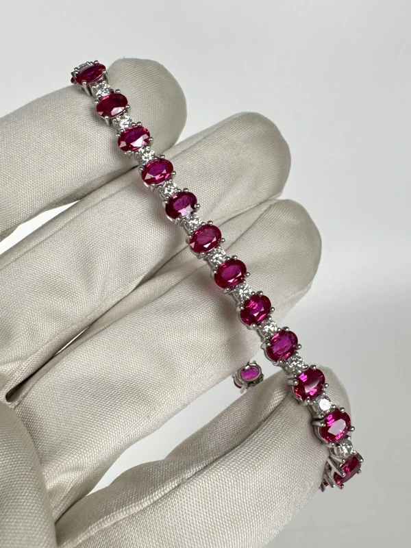 RalfDiamonds OVAL RUBY 14.10 CT & DIA 2.88 CT BRACELET (SIZE 18) RFD14.10 CT 2