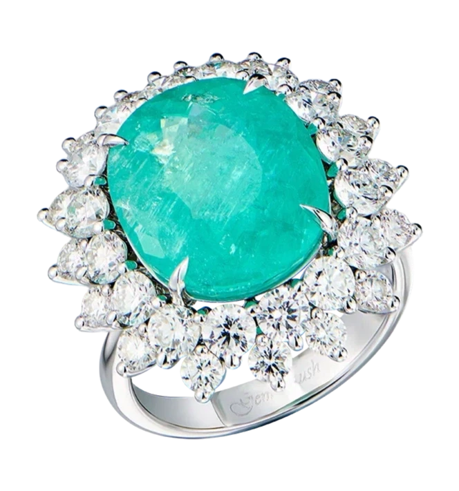 OVAL TOURMALINE PARAIBA 10.64 CT RING (SIZE 55)