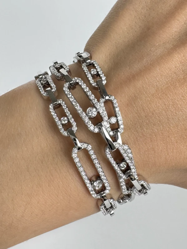 MESSIKA Manchette 3 rangs Move Link Bracelet, White Gold ( SIZE M) 13512-WG-M 6