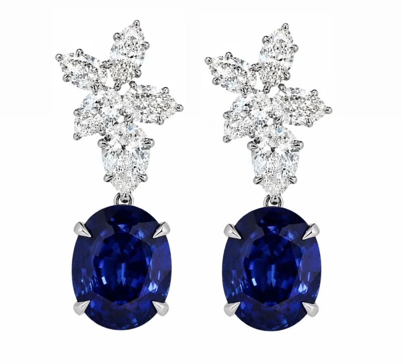 OVAL SAPPHIRE 12.36-11.01 CT "ROYAL BLUE" EARRINGS, SRI LANKA (GRS)
