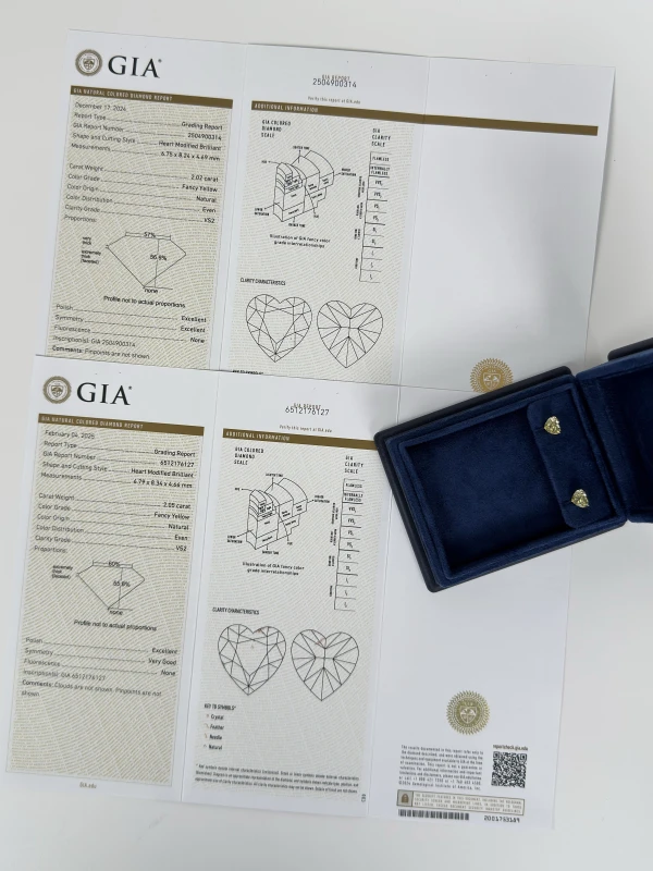 No name HEART DIAMOND ERRING, YELLOW GOLD NN2.02-2.05 FY/VS2 6