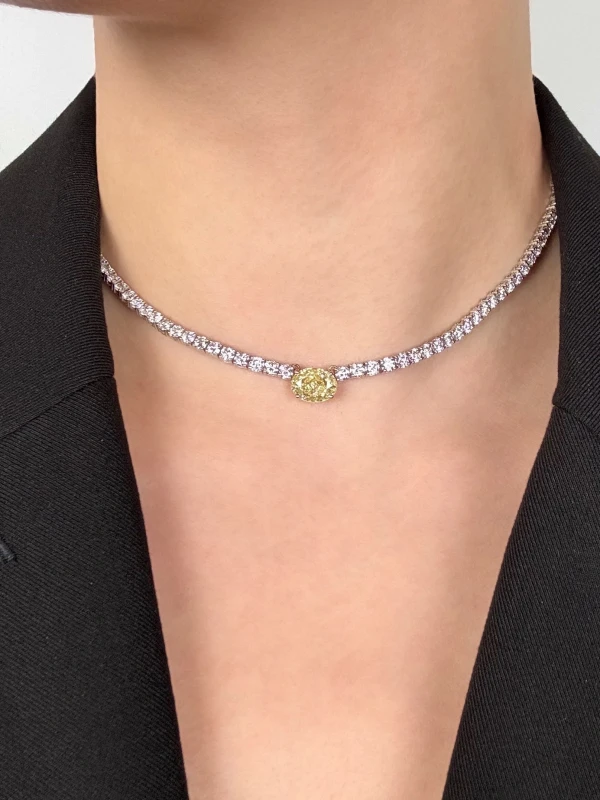 DeRosa OVAL 3.00 CT FANCY LIGHT YELLOW/VS2 DIAMOND NECKLACE N17501246B 2