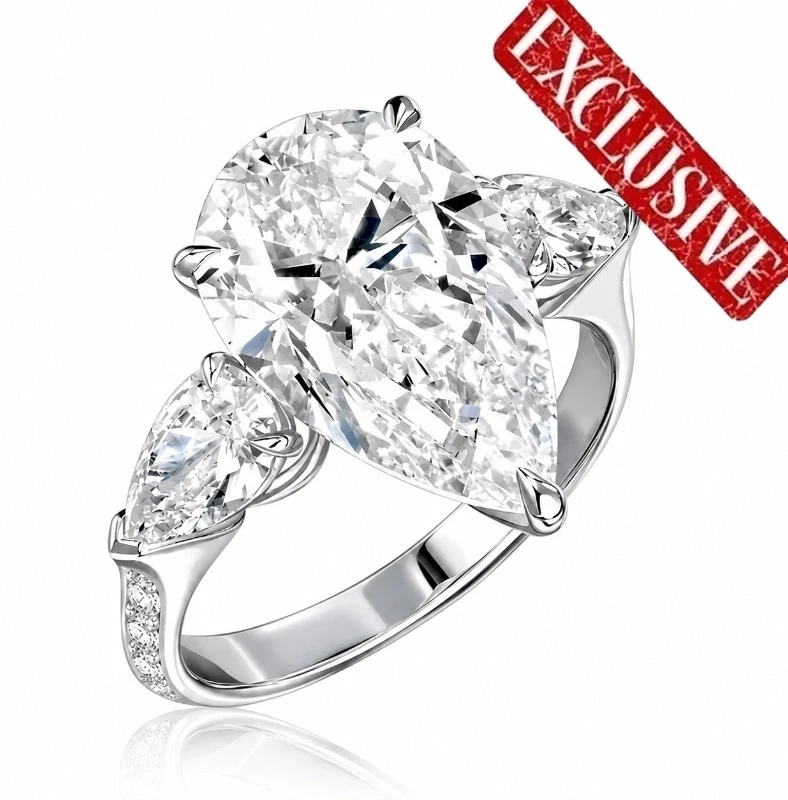 Earrings without a brand PEAR DIAMOND 5.04 CT E/FLAWLESS RING (GIA) EXEX 419-5.04 1