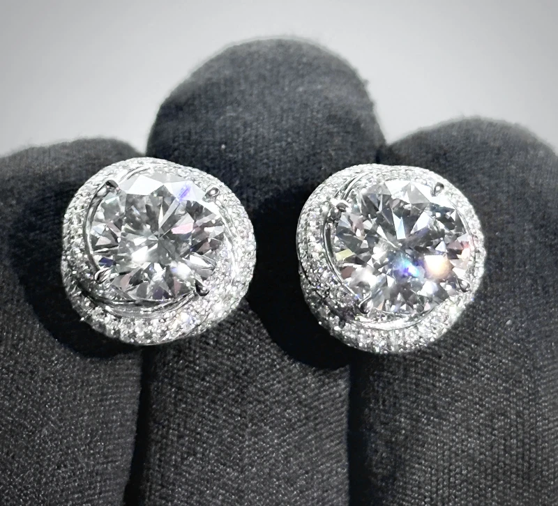 Earrings without a brand ROUND DIAMOND 3.01-3.02 CT D/INTERNALLY FLAWLESS EXEXEX EARRINGS (GIA) (TYPE IIA/TYPE IIB) NN3.01-3.02CT D/IF 6