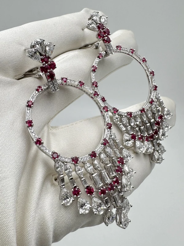 GRAFF GYPSY DIAMOND 11.84 CT & RUBY 4.51 CT EARRINGS RGE11.84 4