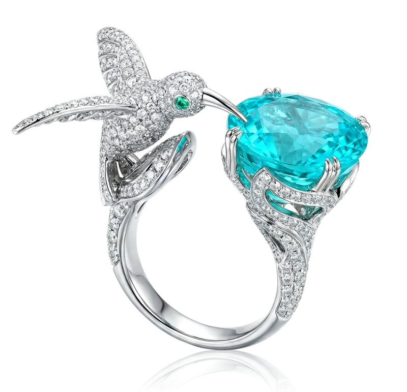 PARAIBA TOURMALINE 16.55 CT RING, MOZAMBIQUE ( GRS )