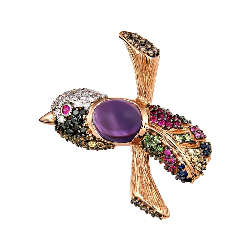 AMETHYST BIRD BROOCH