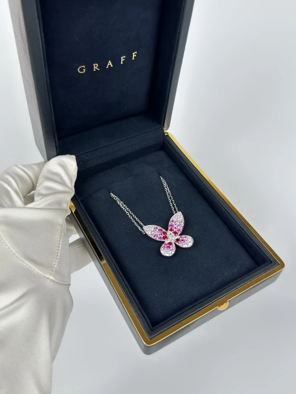 Graff Butterfly Ruby, Pink Sapphire and Diamond Pendant RGP871 8