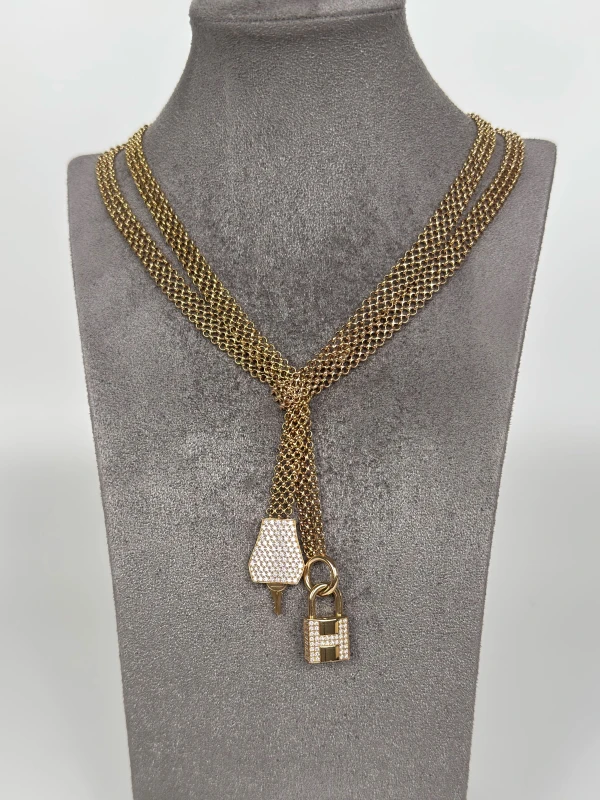 Hermès KELLY CLOCHETTE DIAMOND PAVE NECKLACE IN ROSE GOLD 220264B 00 5