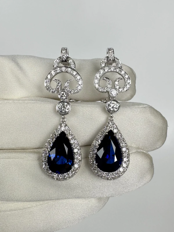 SAPPHIRE PEAR 10.60 CT BLUE EARRINGS (SRI LANKA) SAP 10.60 CT 3
