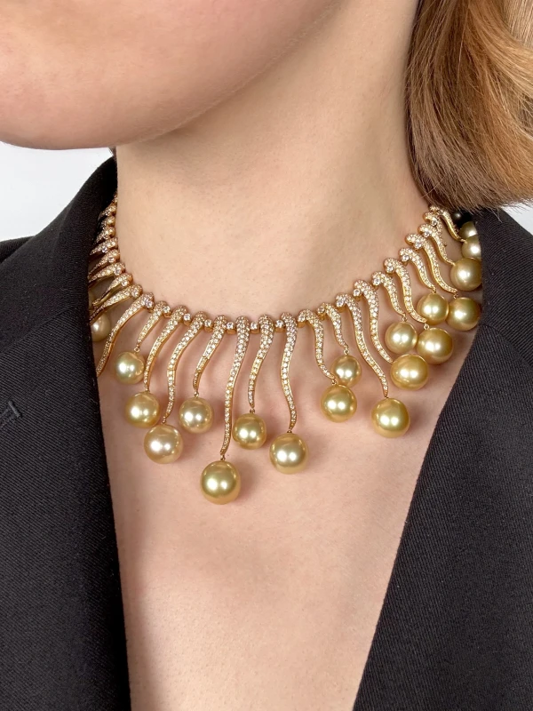 СЕРЬГИ NO NAME DIAMOND 10.52 CT and PEARL 9.75 - 12.78 NECKLACE NN0804 2