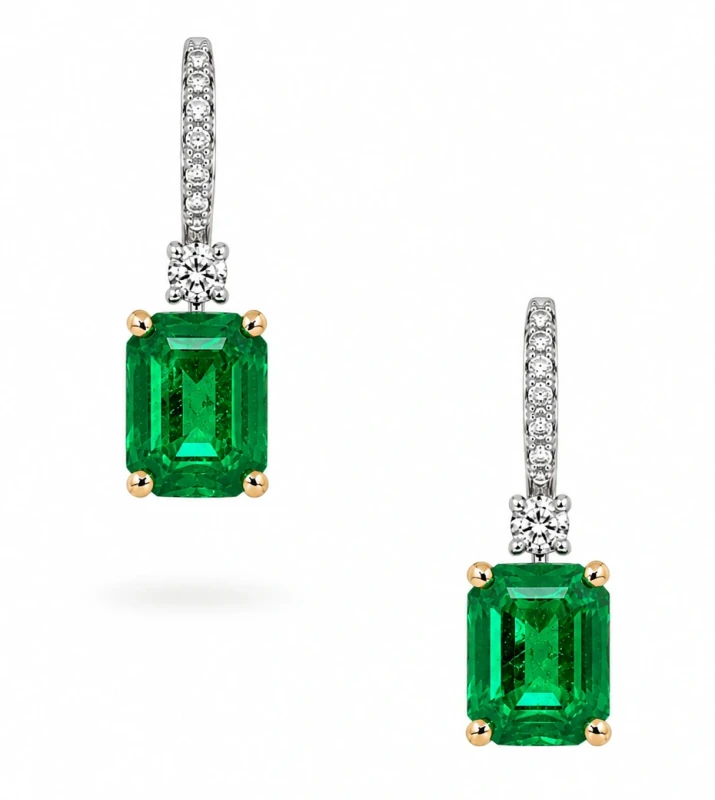 Emerald 6.02 - 5.43 ct Vivid Green Earrings (GRS)