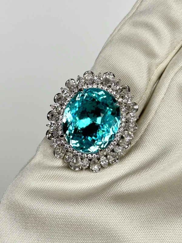 Earrings without a brand PARAIBA TOURMALINE 17.16 CT RING (SIZE 53) NN 17.16 CT PAR 4