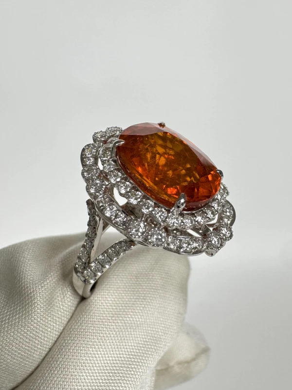Earrings without a brand NATURALE SPESSARTITE GARNET 10.58 CT RING (SIZE 53) NN10.58CT 3