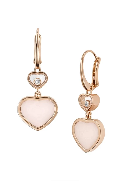 HAPPY HEARTS EARRINGS. PINK OPAL