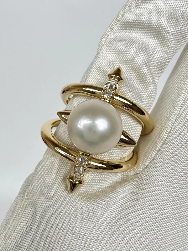 Tiffany & Co Tiffany Titan by Pharrell Williams Pearl Ring in Yellow Gold with Diamonds (SIZE 56) 73582385 5