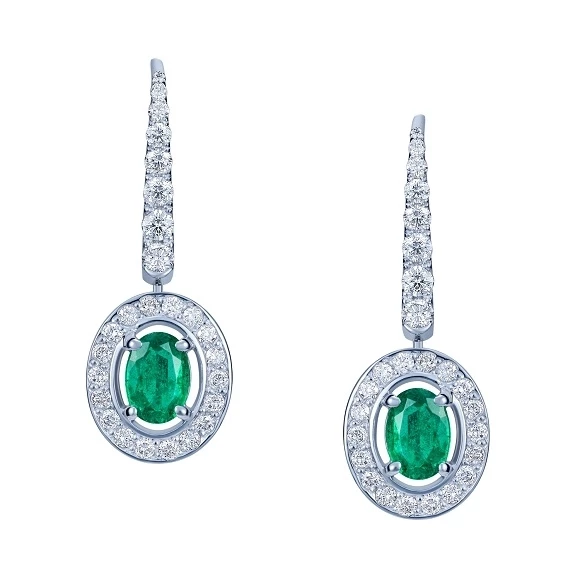 Earrings without a brand С БРИЛЛИАНТАМИ И ИЗУМРУДАМИ  Jewelry