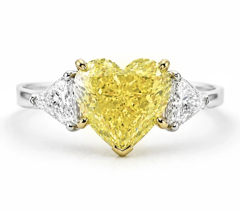 HEART DIAMOND 4.35 CT FANCY INTENSE YELLOW/VS2 RING (SIZE 52) GIA