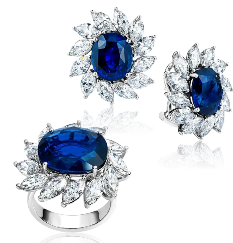 Bucherer SAPPHIRE 12.60 - 5.02 - 5.13 & DIAMOND SET (IGI) Bucherer Set 1