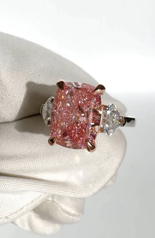 Earrings without a brand CUSHION DIAMOND 5.02 CT FANCY INTENSE PINK*/VVS2 RING (SIZE 51) GIA nn5.02 FIP/VVS2 7