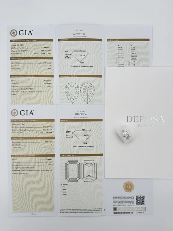 DeRosa DIAMOND RING (PEAR AND EMERALD DIAMONDS) 2.01-3.01 CT E379502 6