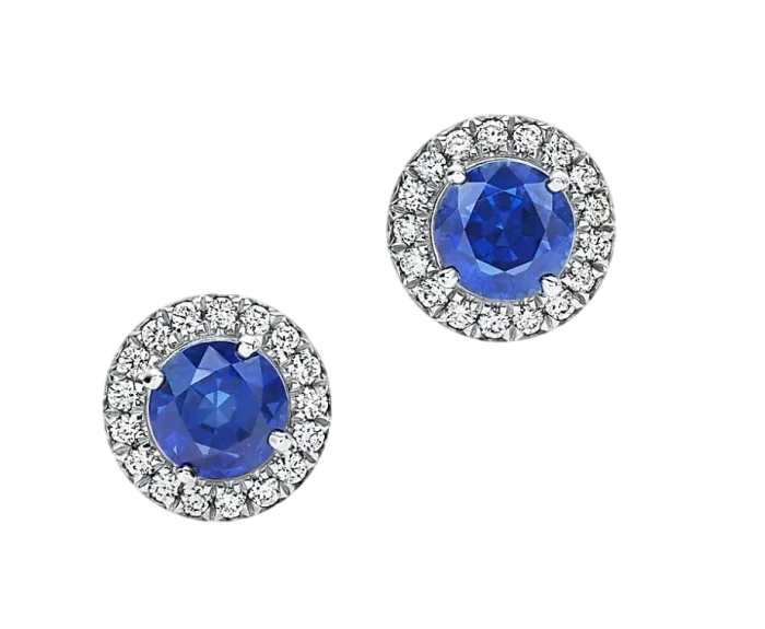 Sapphire 1.95 ct Royal Blue and Diamond Earrings (Bellerophon)