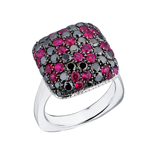 RUBY & BLACK DIAMOND RING (SIZE 52)