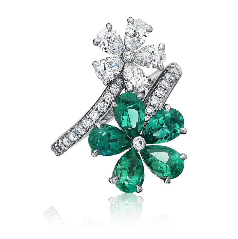 HIGH JEWELLERY EMERALD & DIAMONDS RING (SIZE 53)
