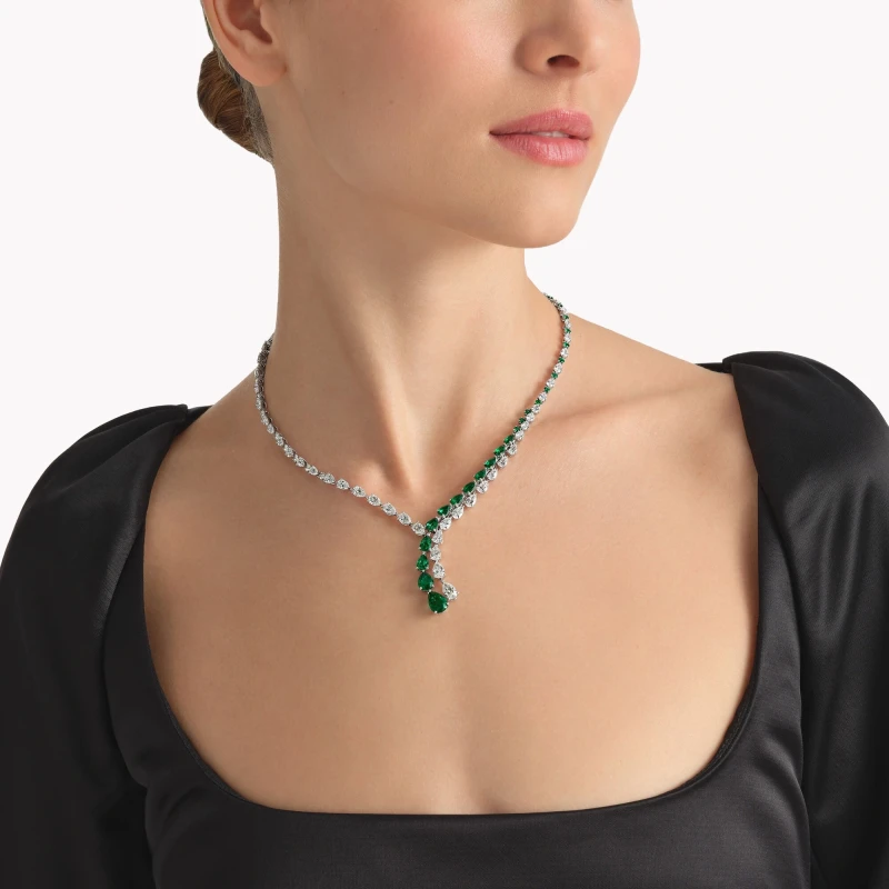 Graff Pear Shape Emerald and Diamond Set RGN1090 3