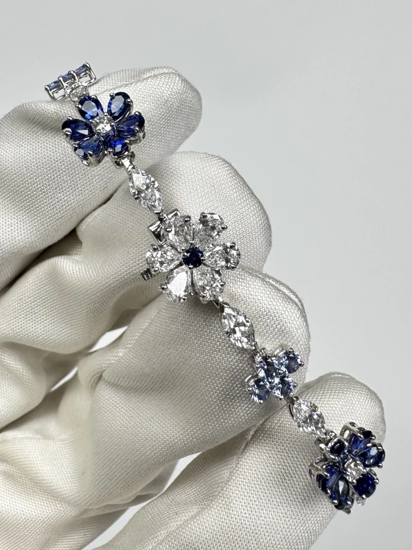 Harry Winston Forget-Me-Not Sapphire and Diamond Bracelet BRSPRFFLRFMN 6