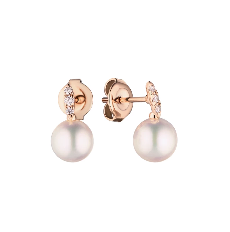 ROSE GOLD PEARL & DIAMOND EARRINGS