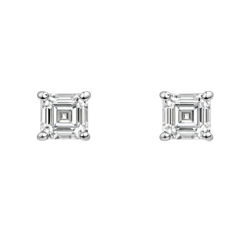 ASSCHER DIAMOND 1.00-1.00 CT H/VS1 EARRINGS (GIA)