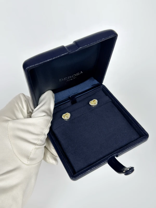 DeRosa DIAMOND HEART-SHAPED STUDS 2.01-2.25 FANCY LIGHT YELLOW/VVS1 (GIA) E608204 6