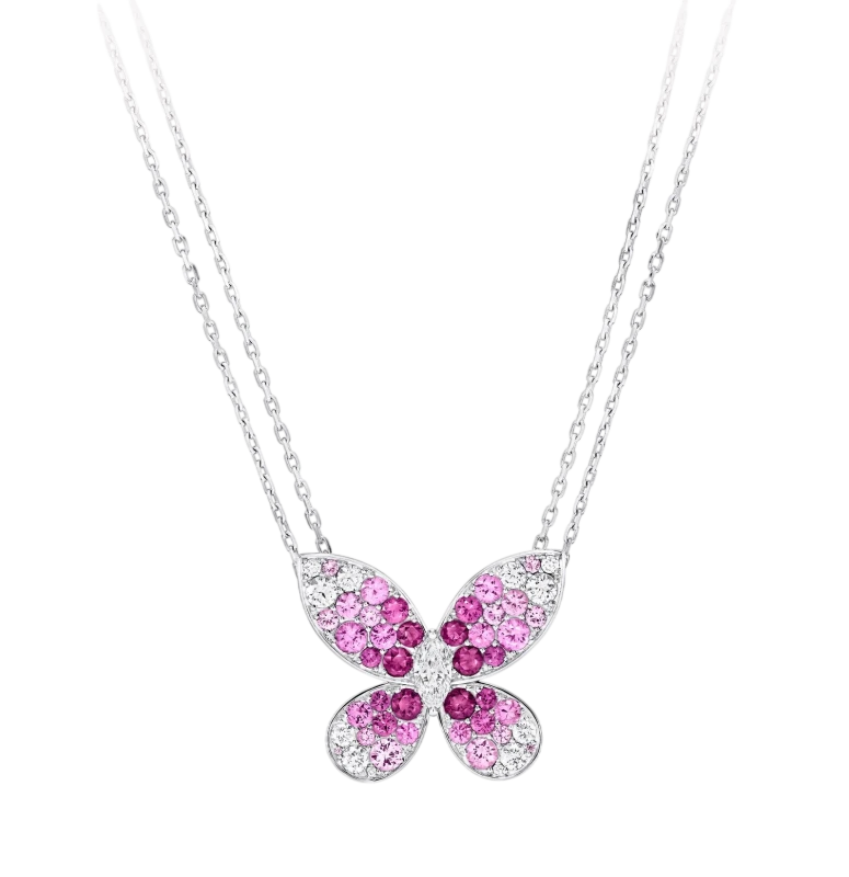 Butterfly Ruby, Pink Sapphire and Diamond Pendant