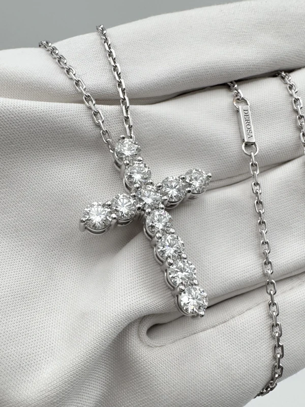 DeRosa ROUND DIAMOND 3.35 CT F-H/VVS CROSS PENDANT C351182 3