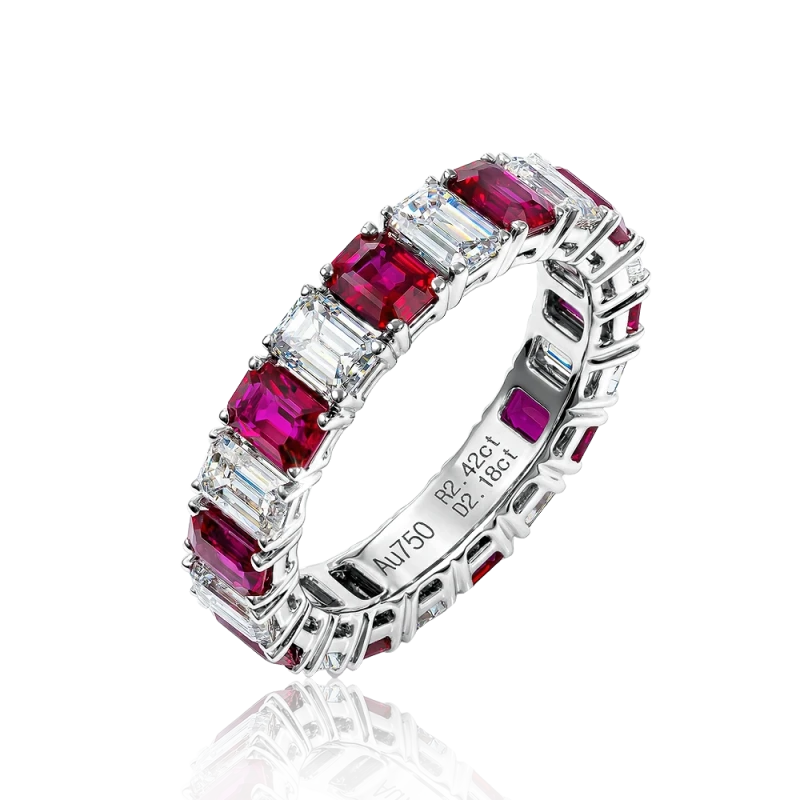 RUBY 2.42 & DIAMONDS 2.18 RING (SIZE 51)