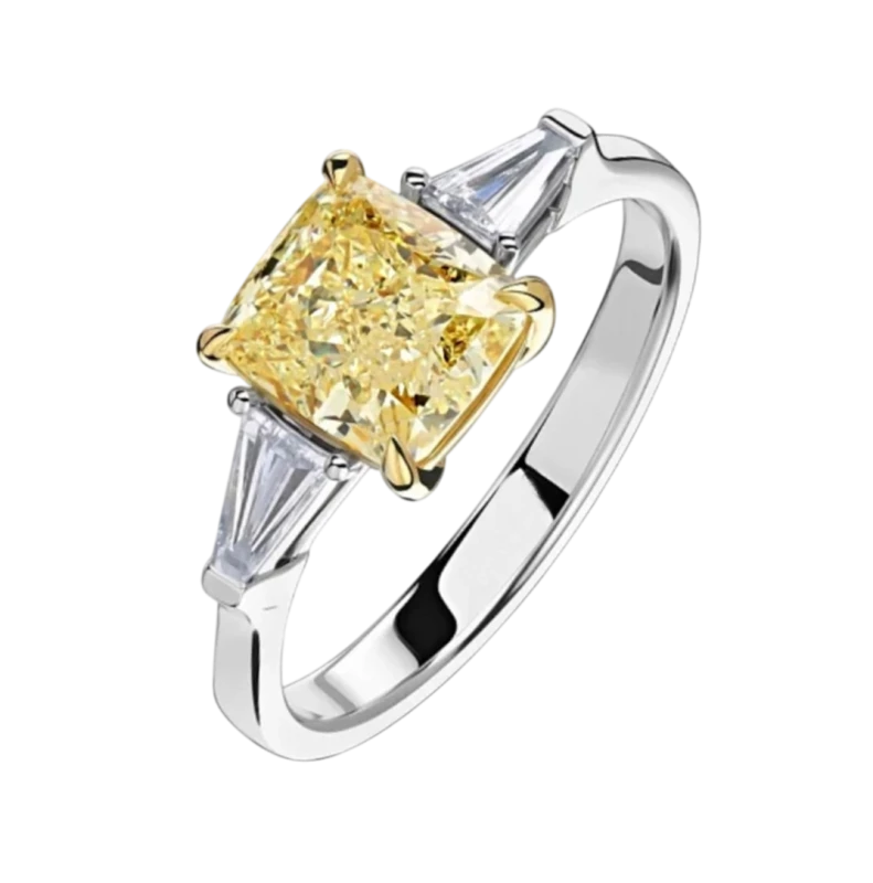 CUSHION DIAMOND 5.01 CT FANCY YELLOW/SI1 RING (GIA)