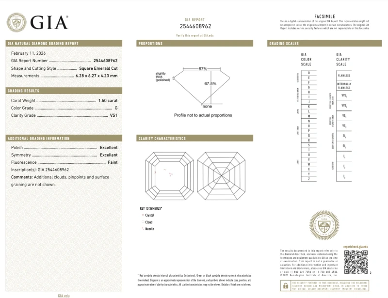 Earrings without a brand ASSCHER DIAMOND 1.50-1.50 CT G/VS1 EARRINGS (GIA) AS1.50-1.50CT G/VS1 4