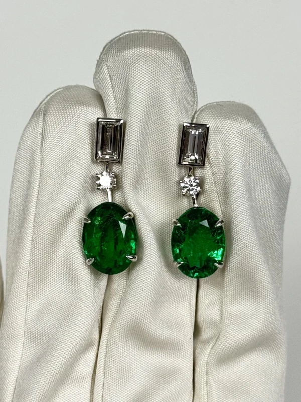 СЕРЬГИ NO NAME Zambia EMERALD 6.16-5.87CT & DIAMOND EARRINGS NN6.16-5.87CT 4