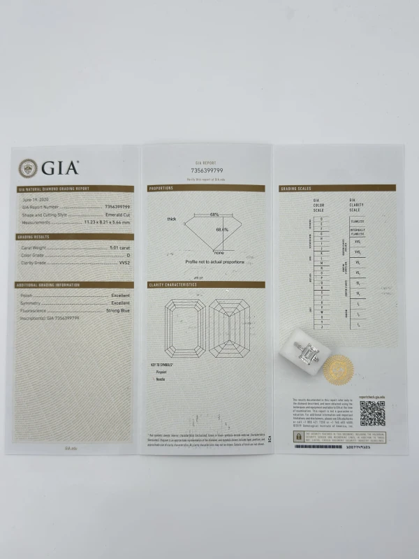 Earrings without a brand EMERALD DIAMOND 5.01 CT D/VVS2 RING (GIA) NN5.01D/VVS 4