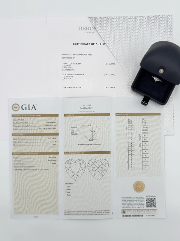 DeRosa HEART DIAMOND RING 1.51 CT H/VS2 (GIA) R3572302 2