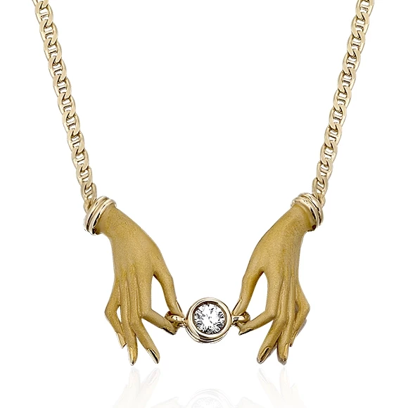 HANDS HOLDING NECKLACE