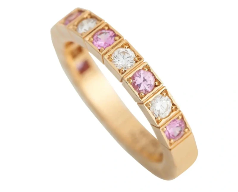 Cartier Lanières, Pink Sapphire and Diamond Band Ring (SIZE 50)
