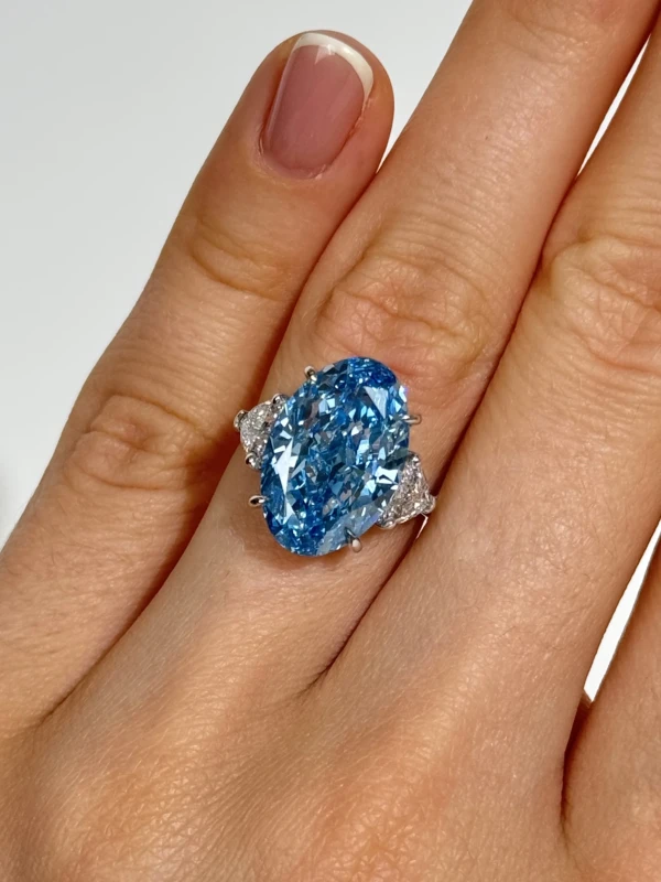 No name OVAL DIAMONDS 10.19 CT FANCY VIVID BLUE*/VS2 RING (GIA) NN10.19FVD 4