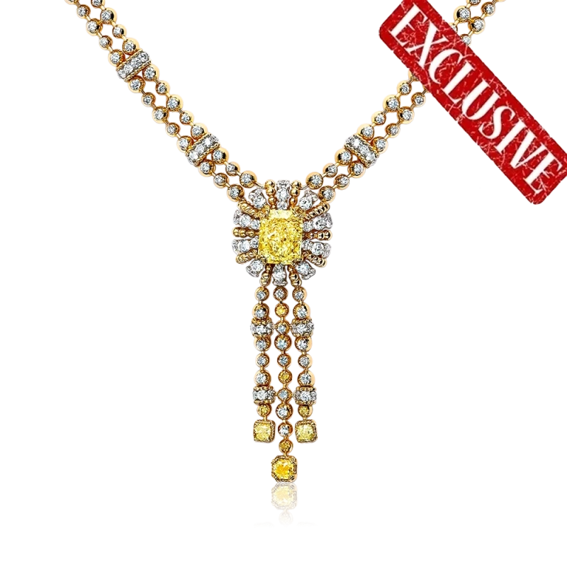 DIAMOND 10.02 CT FANCY LIGHT YELLOW/SI2 NECKLACE (GIA)